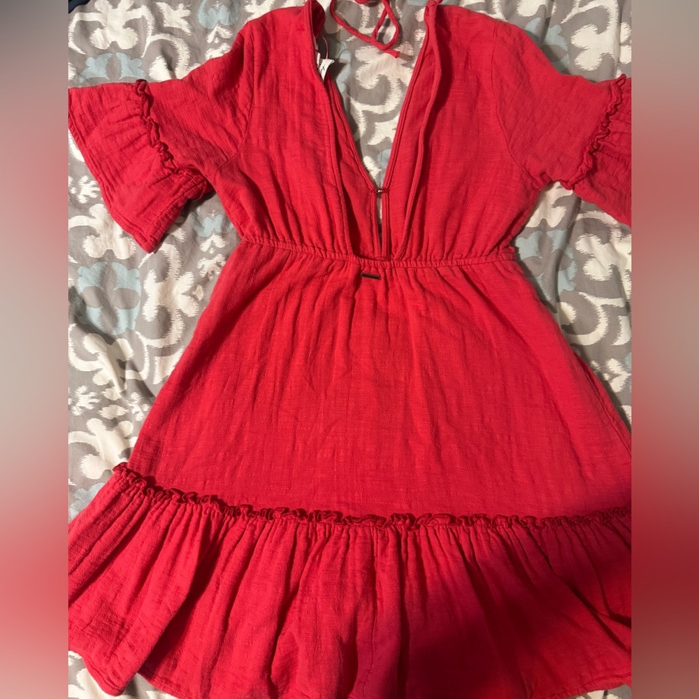 Billabong Reddish Pink Ruffled Dress- large